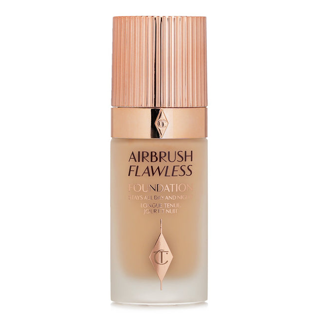 Charlotte Tilbury's Airbrush Flawless Foundation #5 Warm, 30ml, providing full coverage and a flawless matte finish, sweat-proof and hydrating.