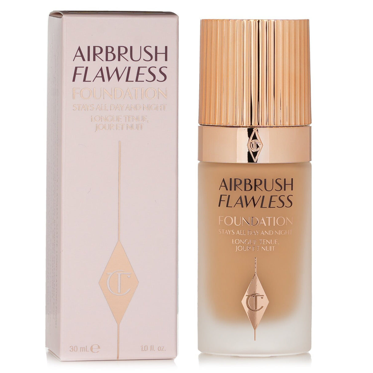 Charlotte Tilbury Airbrush Flawless Foundation #7.5 Warm, offering full coverage, hydration, and a natural matte finish.