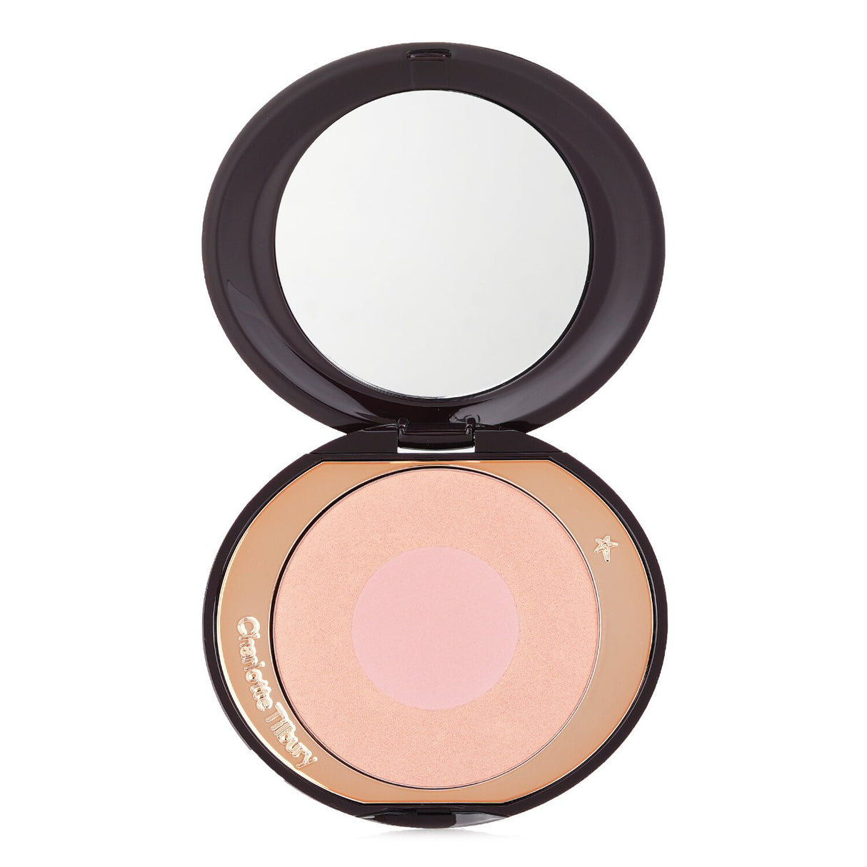 Charlotte Tilbury Cheek To Chic Blusher in #Love Glow, featuring creamy texture, buildable color, and light-reflecting pearls.