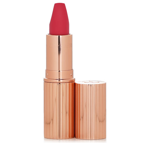 Pastel fuchsia pink Matte Revolution lipstick from Charlotte Tilbury, designed for hydrating, long-lasting color and precise application.