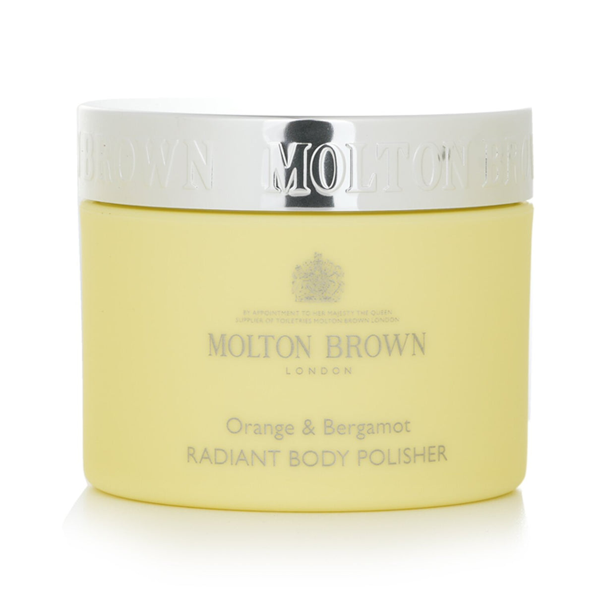 Molton Brown's Orange & Bergamot Radiant Body Polisher, a vegan scrub with orange peel and apricot kernels for smooth, radiant skin.