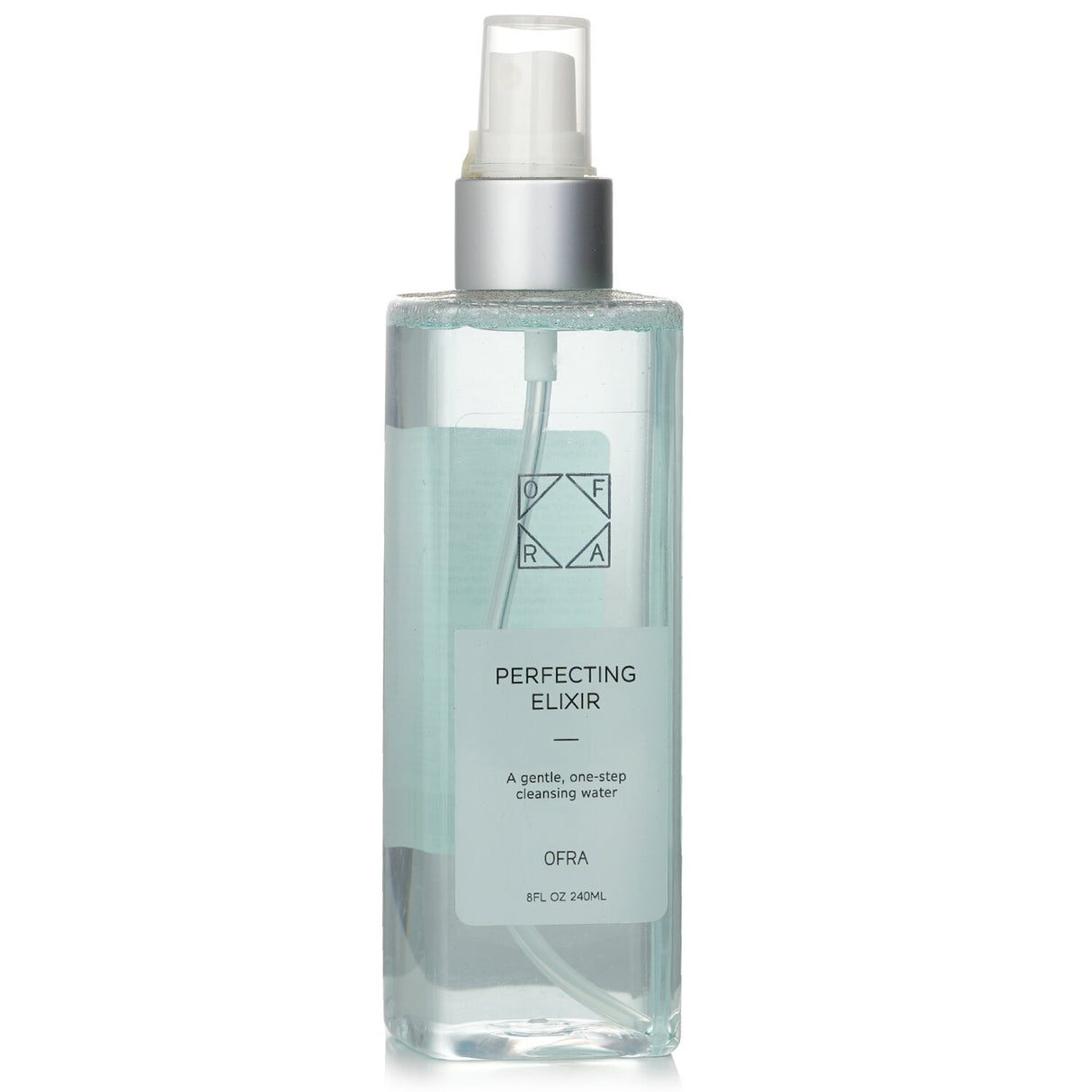 OFRA Perfecting Elixir Cleansing Water in 240ml bottle, a micellar cleanser with apple stem cells and aloe vera for radiant skin.