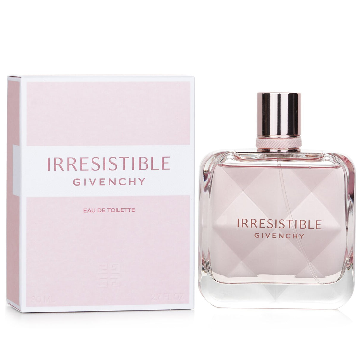 Floral-woody-musky Givenchy Irresistible Eau De Toilette, 80ml, featuring notes of blackcurrant, rose, and cedar wood.