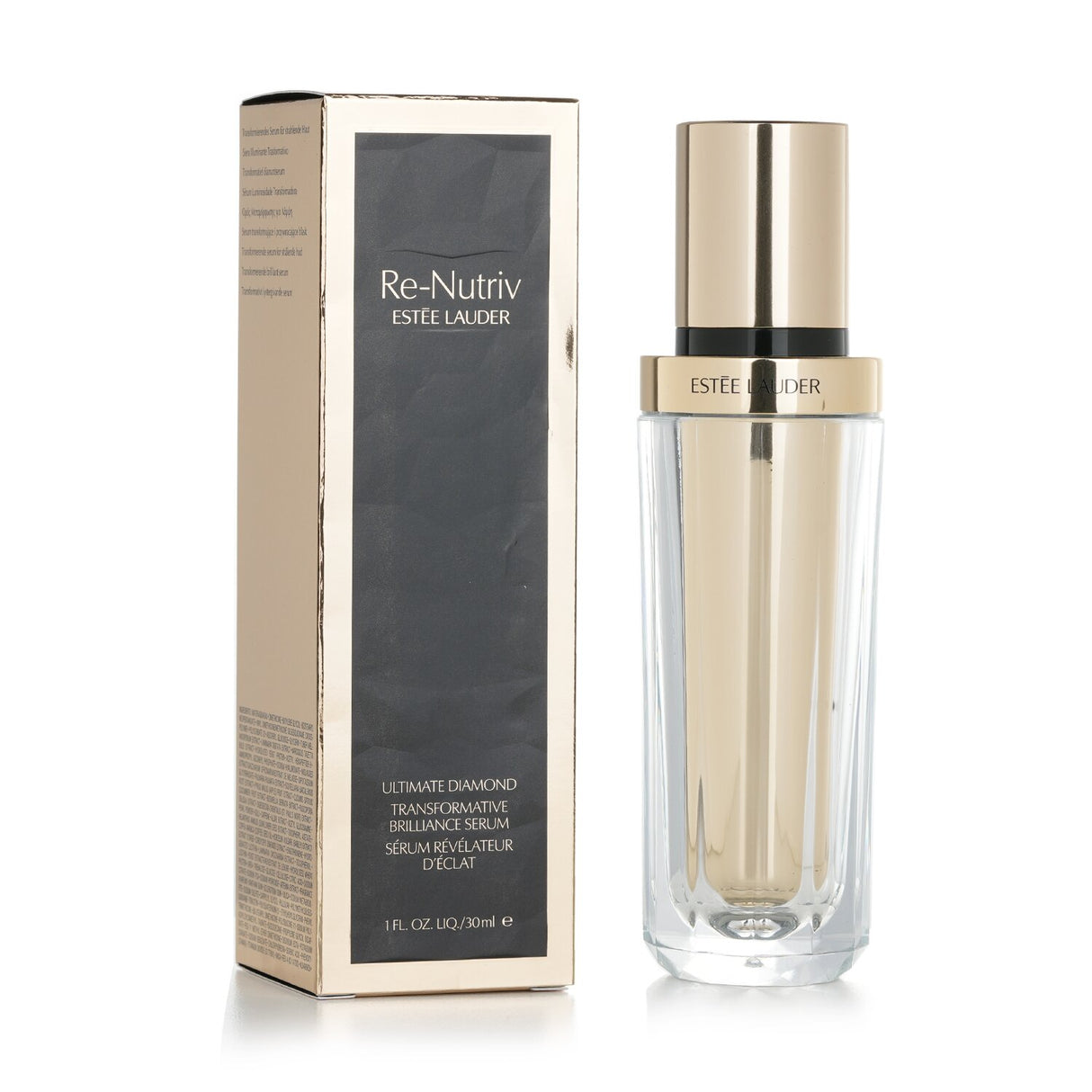 Estee Lauder Re-Nutriv Diamond Serum in 30ml, a luxurious skin brightening serum with Black Diamond Truffle Extract.
