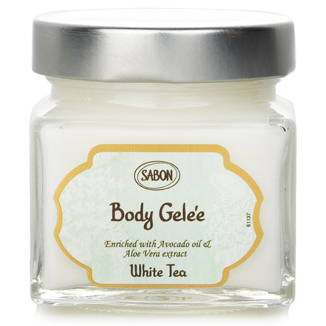 Luxurious Sabon Body Gelee in White Tea, a moisturizing gel for refreshed, soft skin with a delicate fragrance.