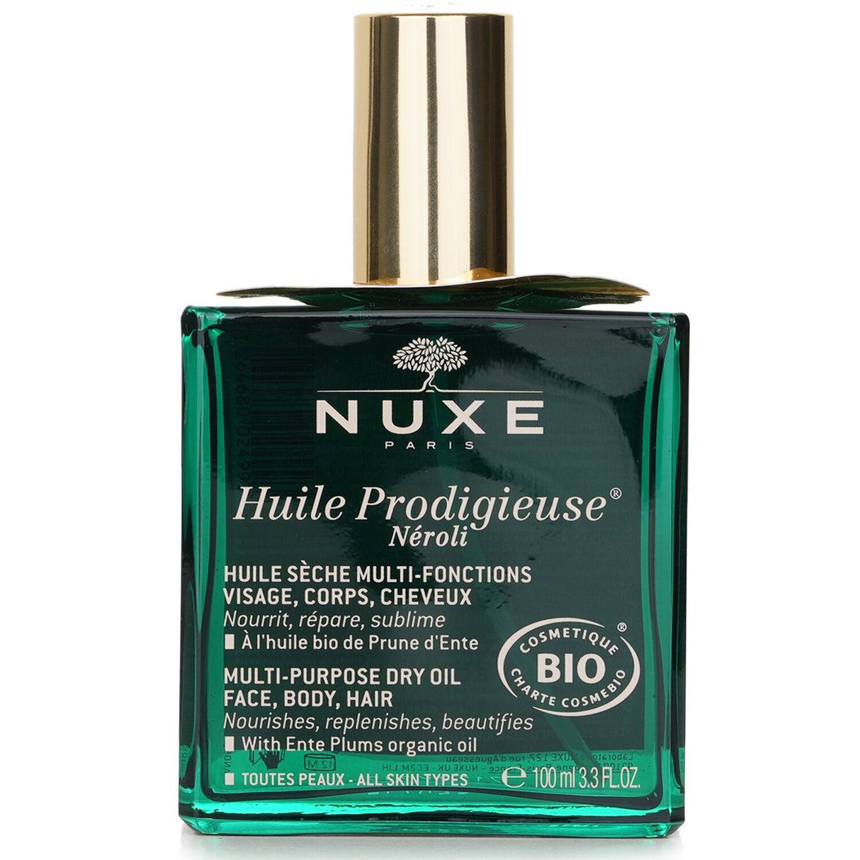 Nuxe Huile Prodigieuse Neroli is a luxurious multi-purpose dry oil for face, body, and hair, featuring a satin finish and 100% natural ingredients.