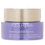 Clarins Nutri-Lumiere Revive Day Cream for mature skin, enhances tone and revitalizes with horse chestnut and kaki extract.