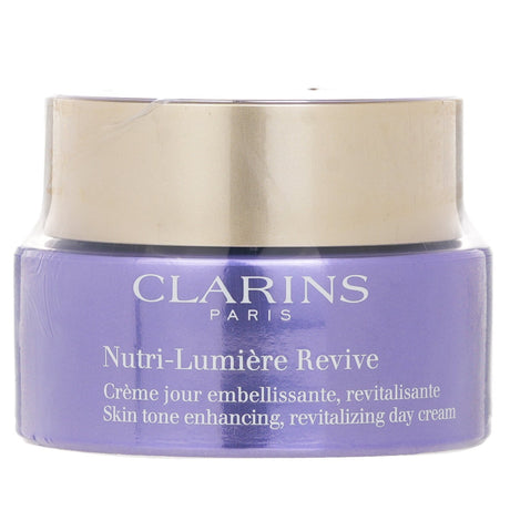 Clarins Nutri-Lumiere Revive Day Cream for mature skin, enhances tone and revitalizes with horse chestnut and kaki extract.