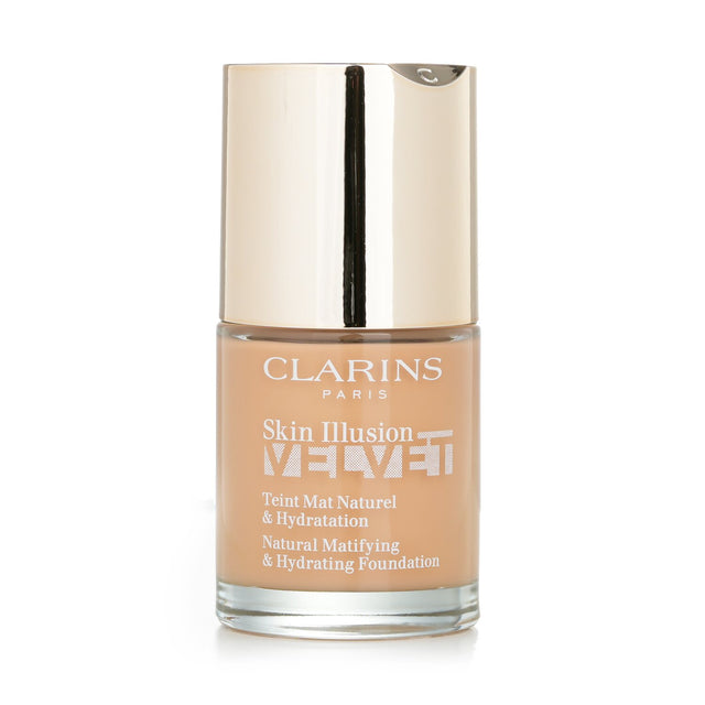 Natural matte foundation #112C from Clarins, featuring hydrating formula with SPF15 and anti-pollution protection.