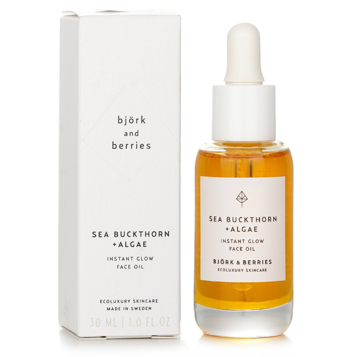 Luxurious Bjork & Berries Sea Buckthorn + Algae Face Oil for radiant, plumped skin with natural, organic ingredients.