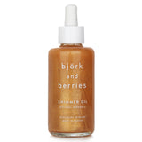 Luxurious Bjork & Berries Shimmer Oil in a 100ml bottle, enriched with birch extract for glowing, hydrated skin.