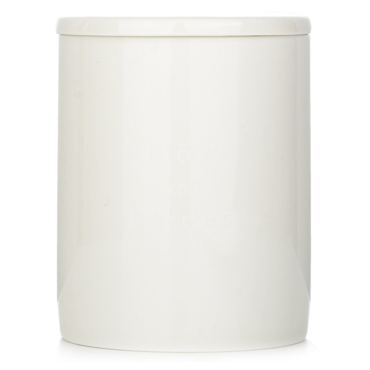 Bjork & Berries White Forest scented candle in decorative container, made of natural wax, offering woody aroma and eco-friendly burn.