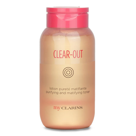 Image of Clarins My Clarins Clear-Out Toner, a 200ml purifying lotion with 96% natural ingredients for balanced, shine-free skin.