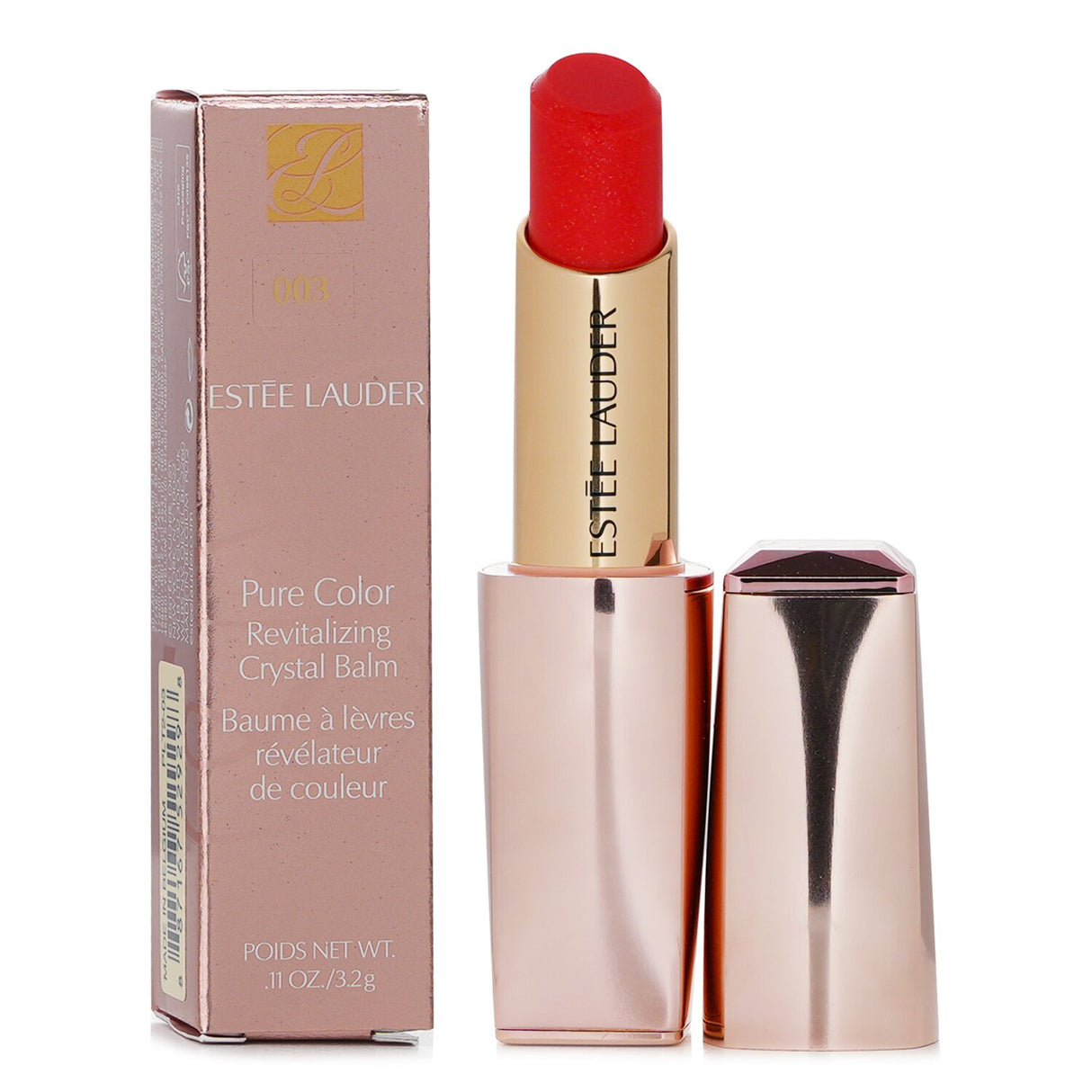 Estee Lauder Pure Color Balm #003 Sun Crystal, a 3.2g hydrating lipstick offering sheer color and nourishment for all skin tones.