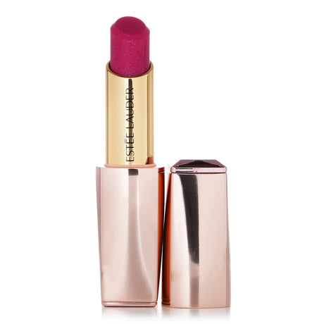 Hydrating Estee Lauder lipstick balm in #005 Love Crystal, providing buildable color and natural ingredients for soft, revitalized lips.