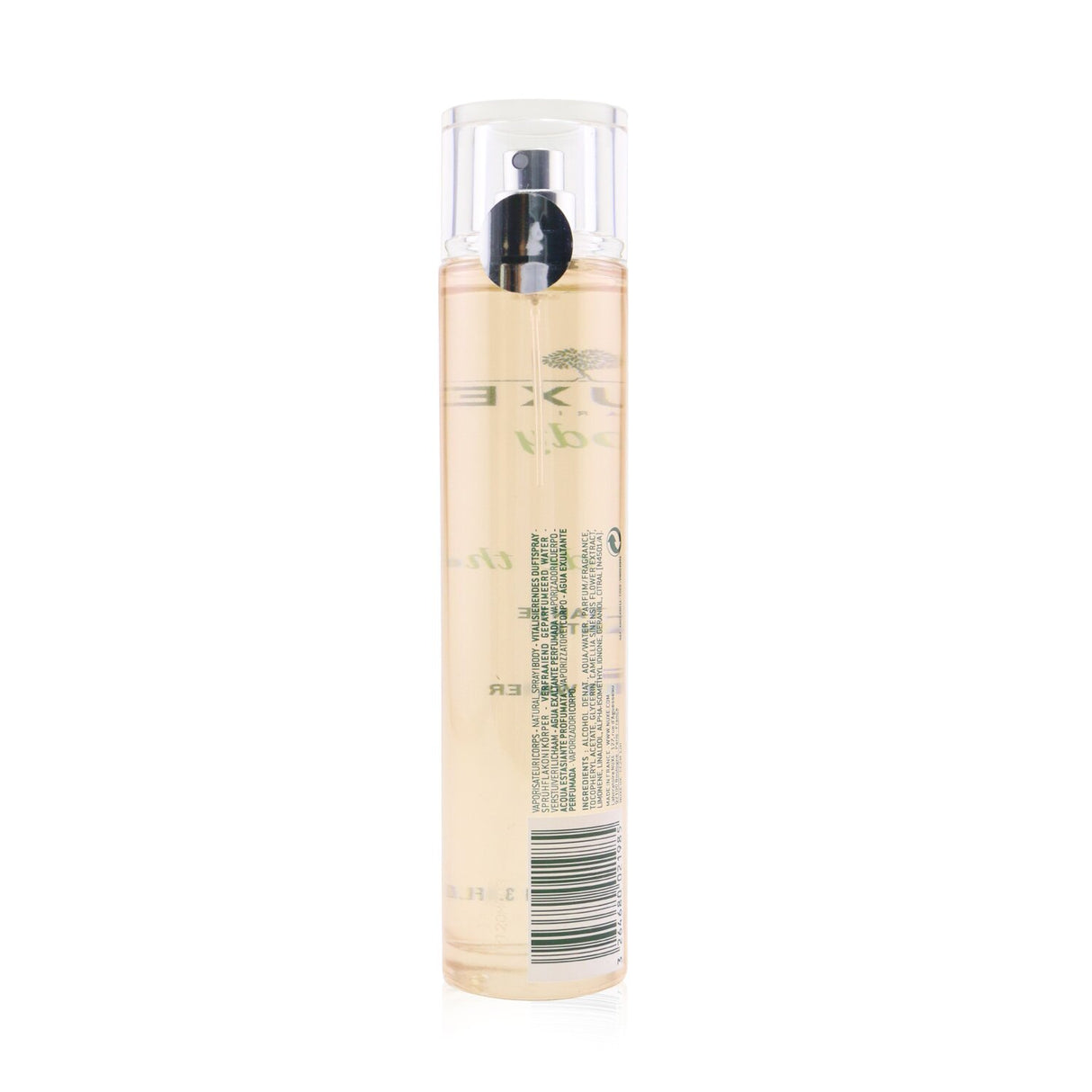 Nuxe Body Exalting Fragrant Water Spray 100ml, a vegan fragrance with rhubarb and green tea extract for a refreshing scent.