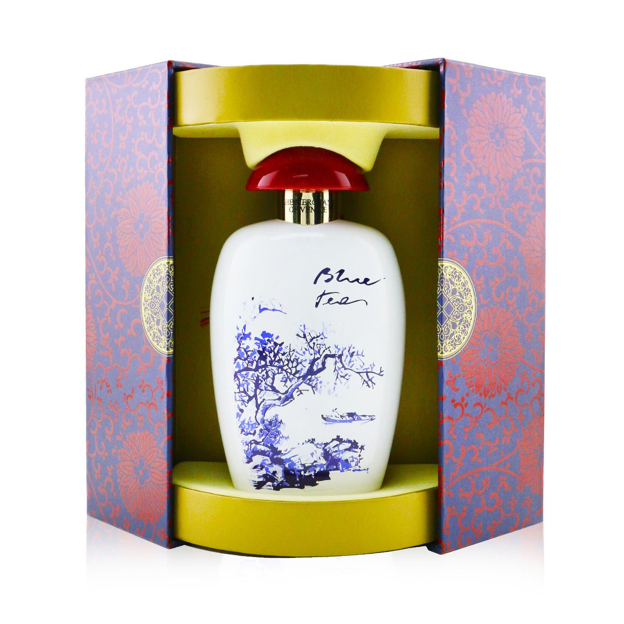 Elegant blue tea eau de parfum spray, featuring fresh floral and spicy notes in a luxurious 100ml bottle for day wear.