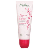 Melvita L'Or Rose Icy Refining Gel in a 100ml bottle, featuring a fresh bead applicator for firming and smoothing skin.