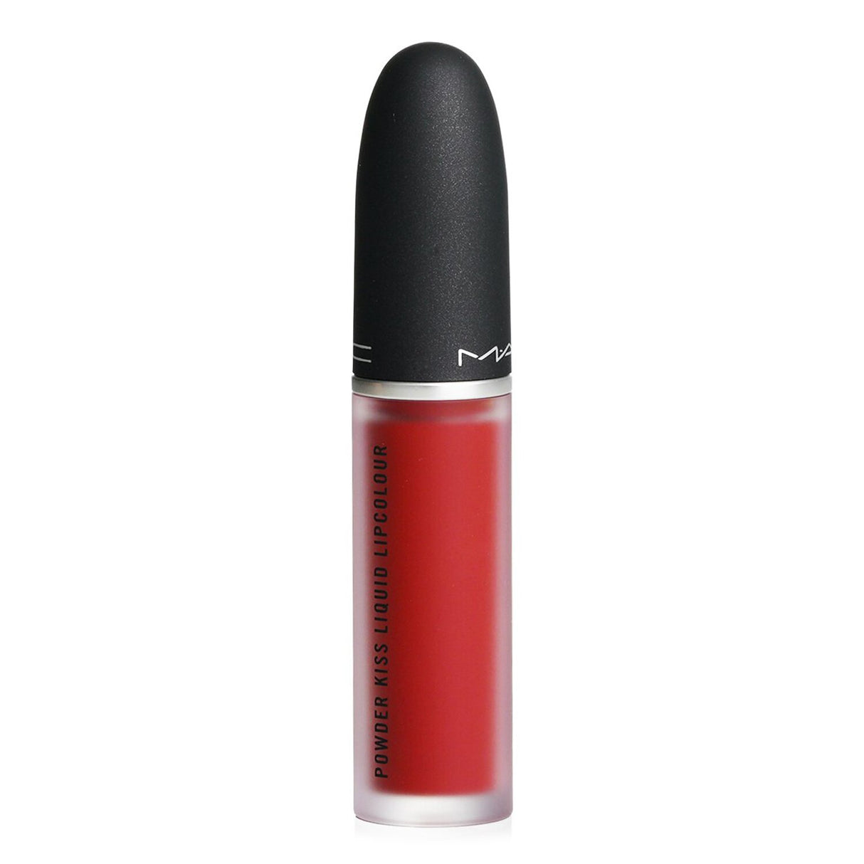 MAC Powder Kiss Liquid Lipcolour in #Rhythm 'N' Roses, 5ml, features a hydrating matte formula with an hourglass applicator for precise application.