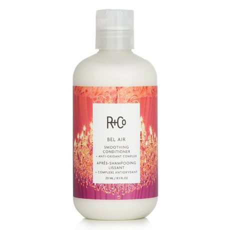 R+Co Bel Air Smoothing Conditioner, 251ml, nourishes thick, curly hair with antioxidants, taming frizz and enhancing shine.