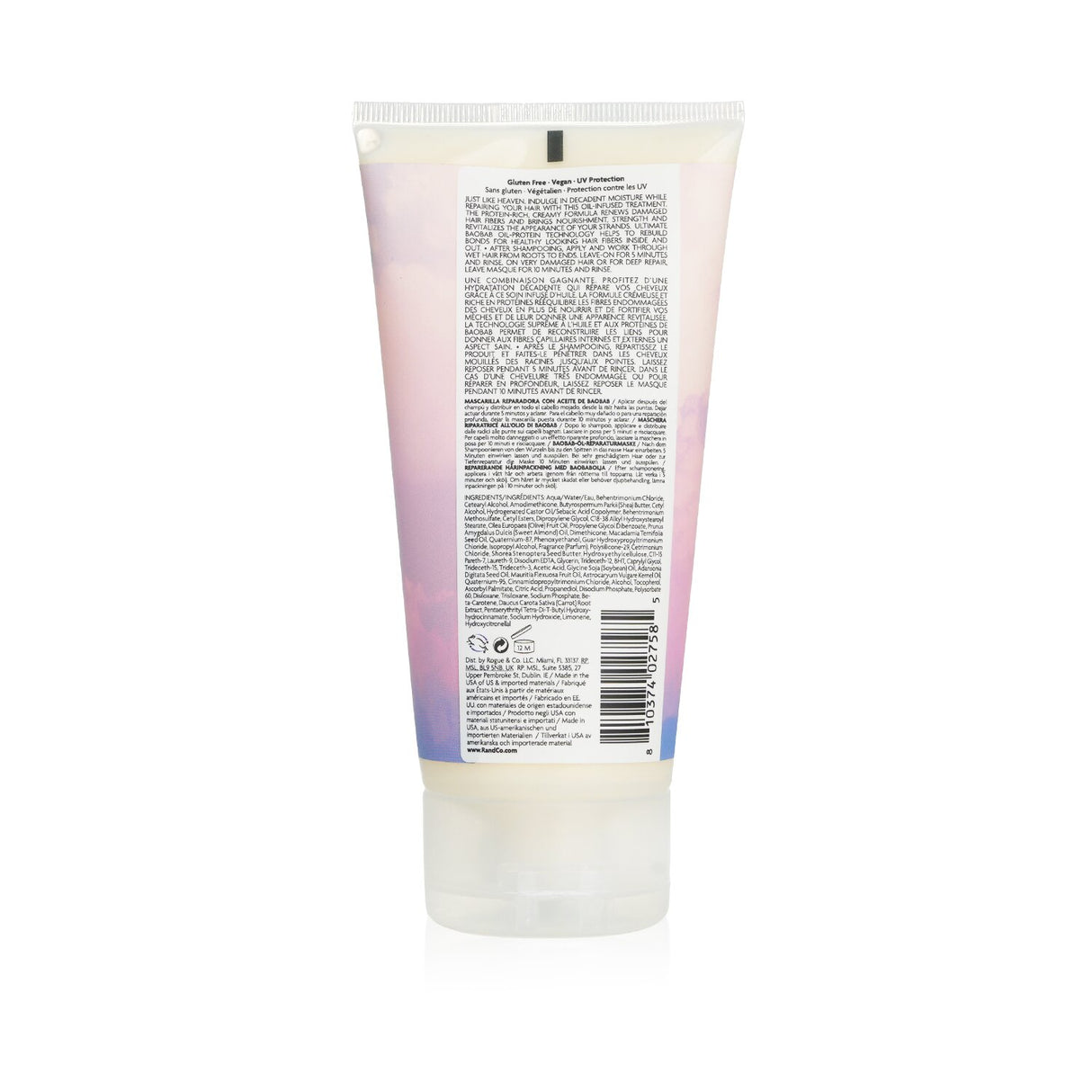 R+Co On a Cloud Baobab Oil Repair Masque in 147ml; a creamy treatment for damaged hair, enriched with nourishing oils.