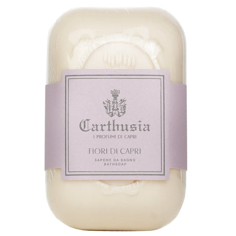 Luxurious Carthusia Fiori Di Capri bath soap in 125g, infused with floral fragrance for a creamy, gentle cleanse.