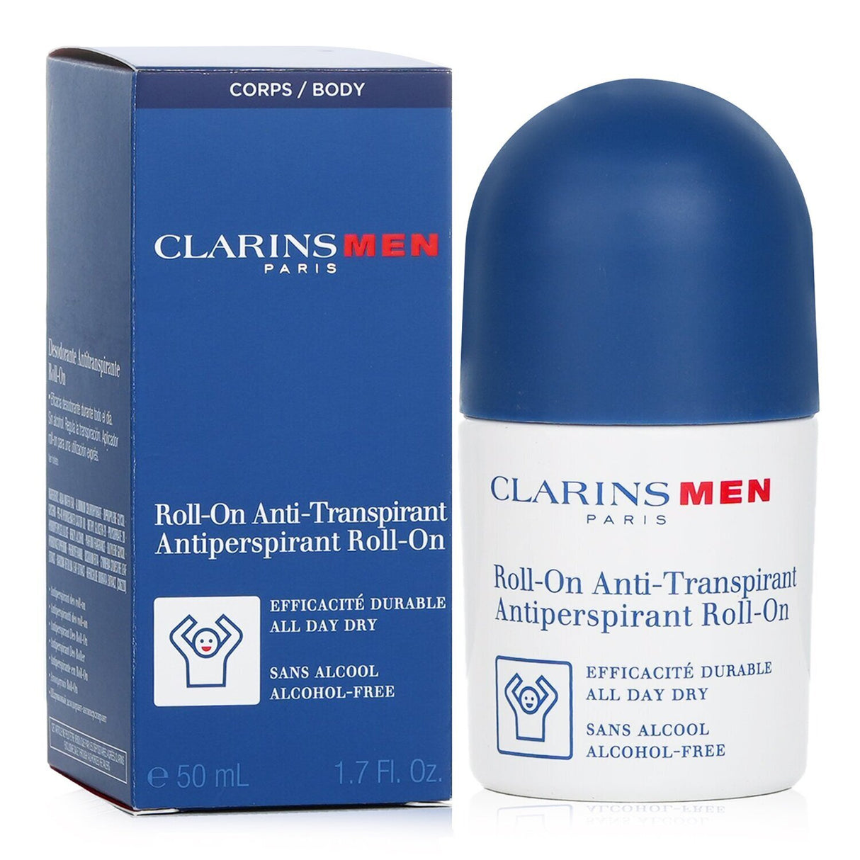 Clarins Men Antiperspirant Roll-On offers a fresh, non-sticky, alcohol-free formula with aloe for all skin types.