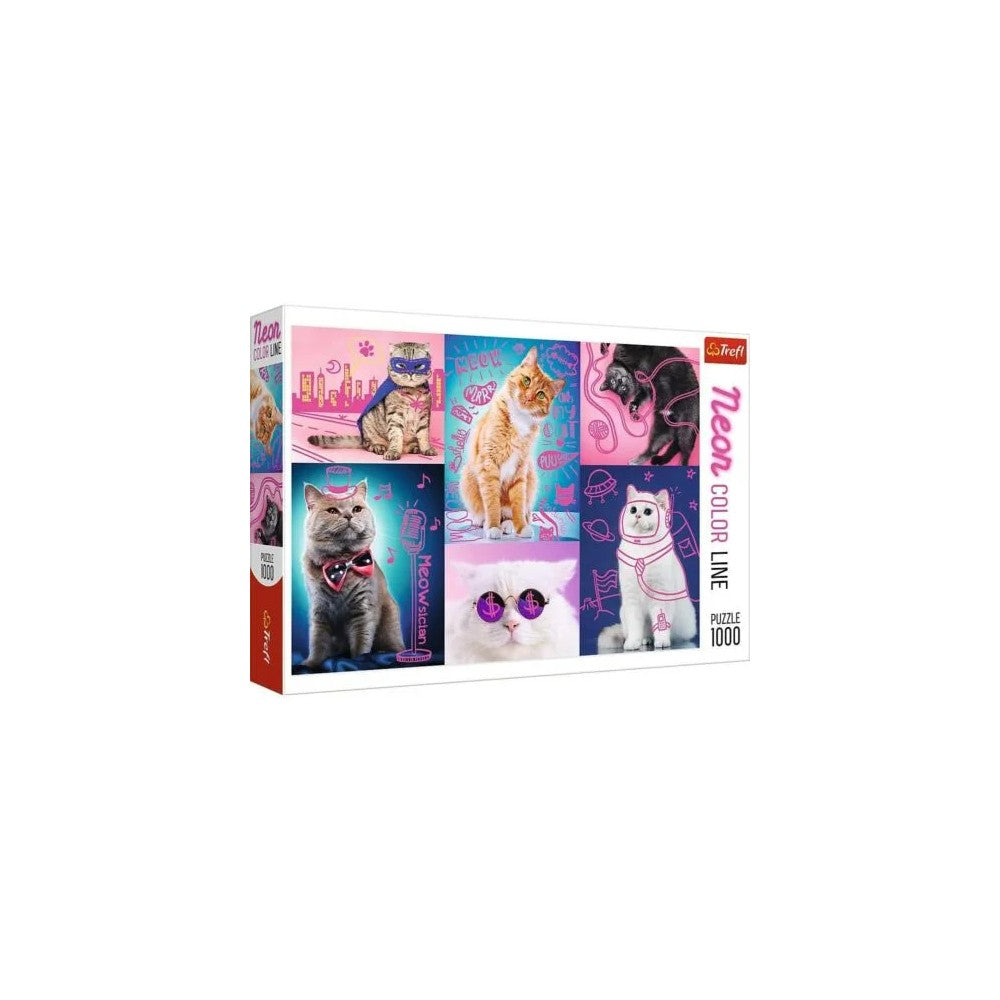 Puzzle - Trefl Park - Neon Colour Line Cats 1000Pc