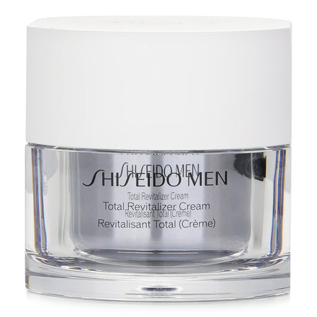 Shiseido Men Total Revitalizer Cream in a 50ml jar, designed for anti-aging, hydration, and improved skin texture.