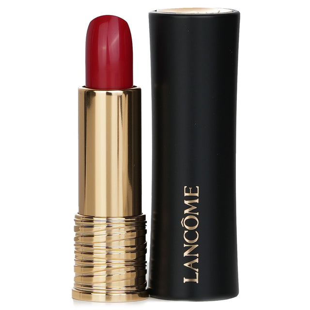 Luxurious Lancôme L'Absolu Rouge Cream Lipstick #143 in chic case, offering rich color, 18-hour comfort, and hydration.