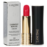 L'Absolu Rouge Cream Lipstick in #144 Red Oulala, featuring ultra-creamy texture and long-lasting, vibrant color.