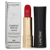 Lancome L'Absolu Rouge Cream Lipstick #525 French Bisou, a creamy, long-wearing rose lipstick in a luxury case.