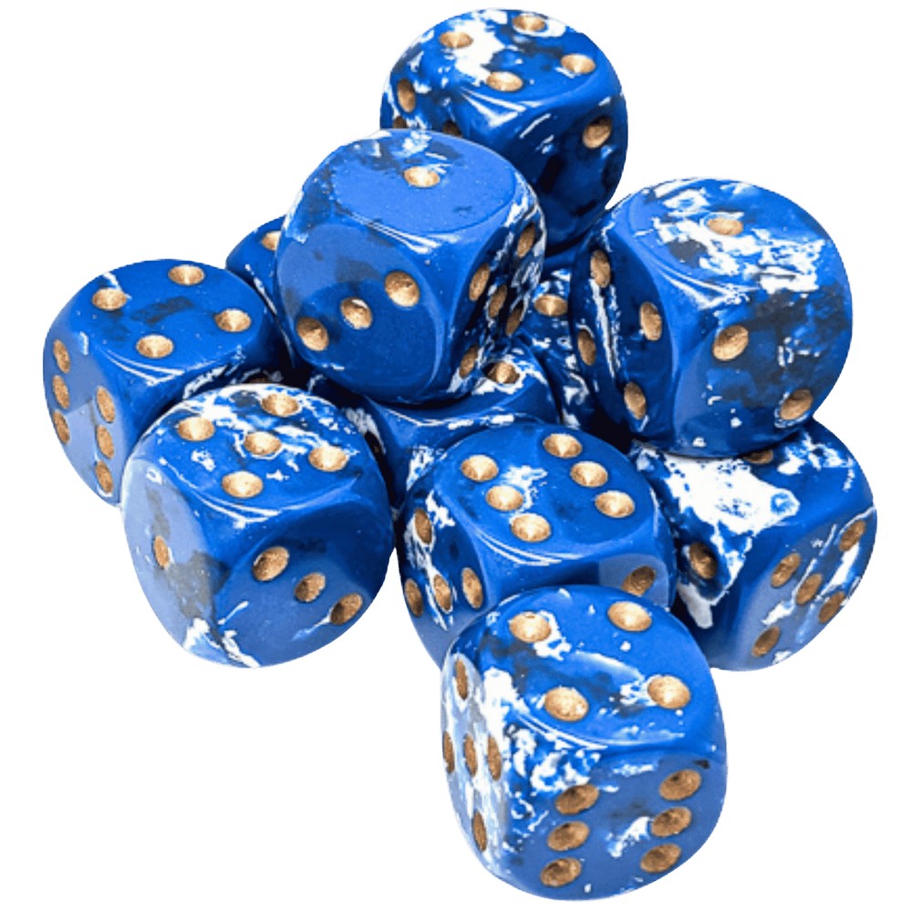 CHX 24606 Brush Wavebreak/gold 16mm d6 Dice Block (12 dice) - Gaming Accessory