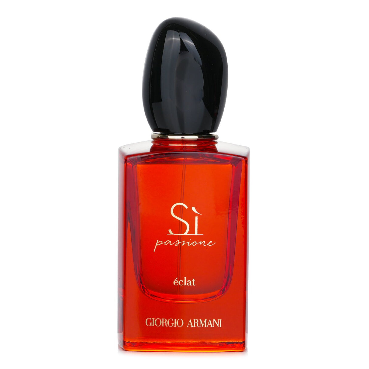 Giorgio Armani Si Passione Eclat 50ml Eau De Parfum in a ruby-red bottle, featuring floral fruity notes of blackcurrant and roses.