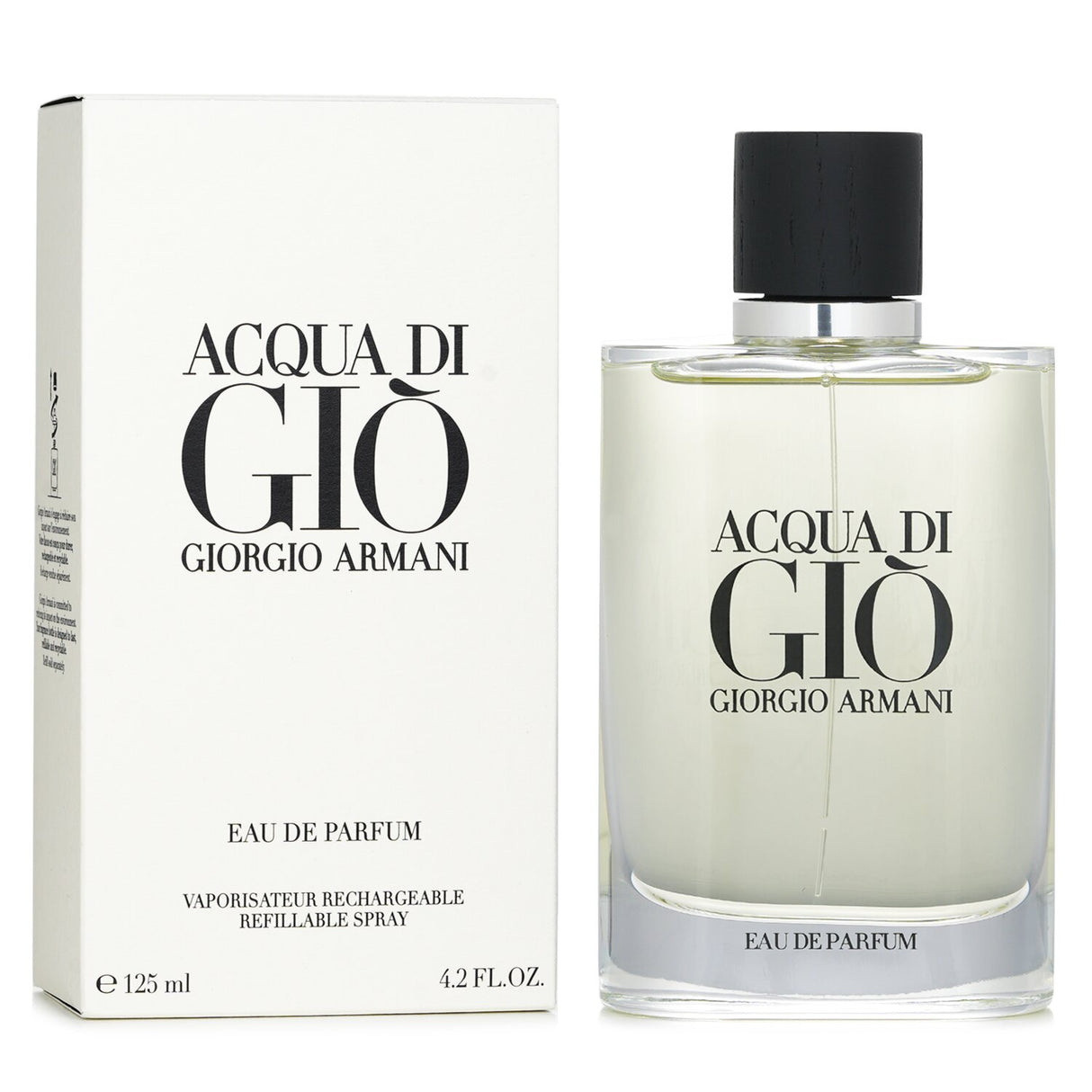 Giorgio Armani Acqua Di Gio Eau De Parfum 125ml spray, featuring a refreshing aquatic scent with sustainable ingredients.