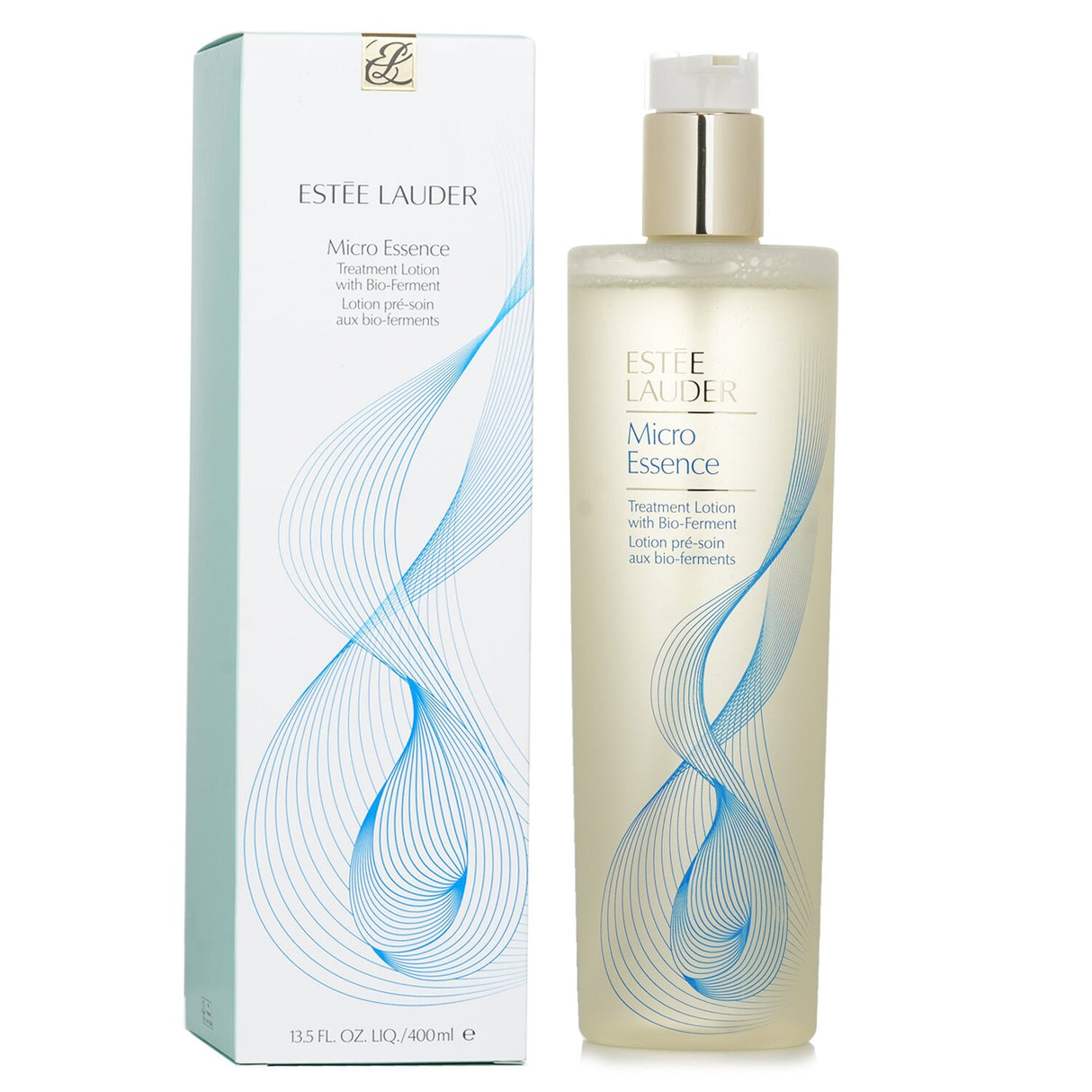 Estee Lauder Micro Essence Treatment Lotion in a 400ml bottle, hydrating and rejuvenating for all skin types.