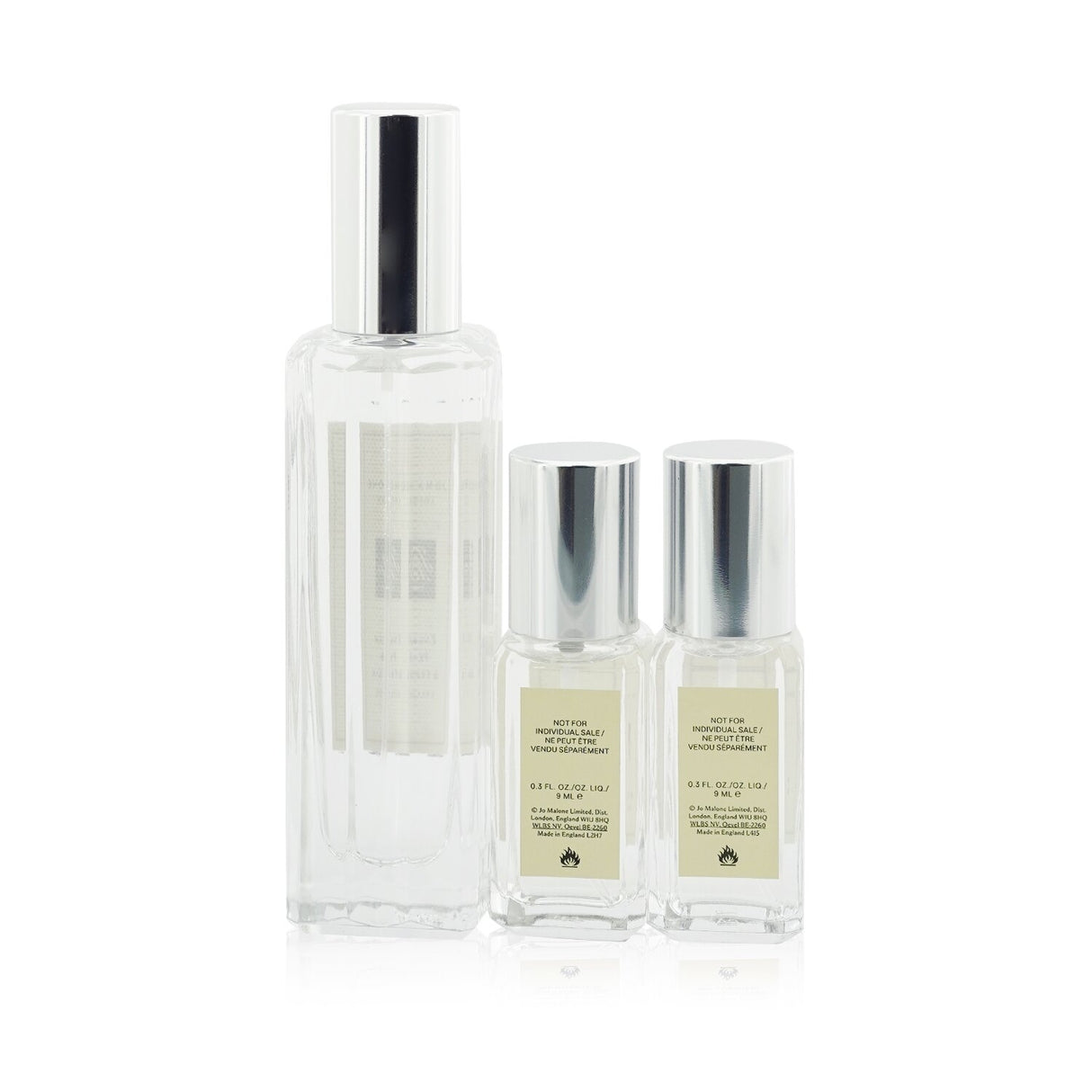 Jo Malone's English Pear & Freesia 30ml Cologne, accompanied by two 9ml mini fragrances, exudes a fresh, fruity floral essence.