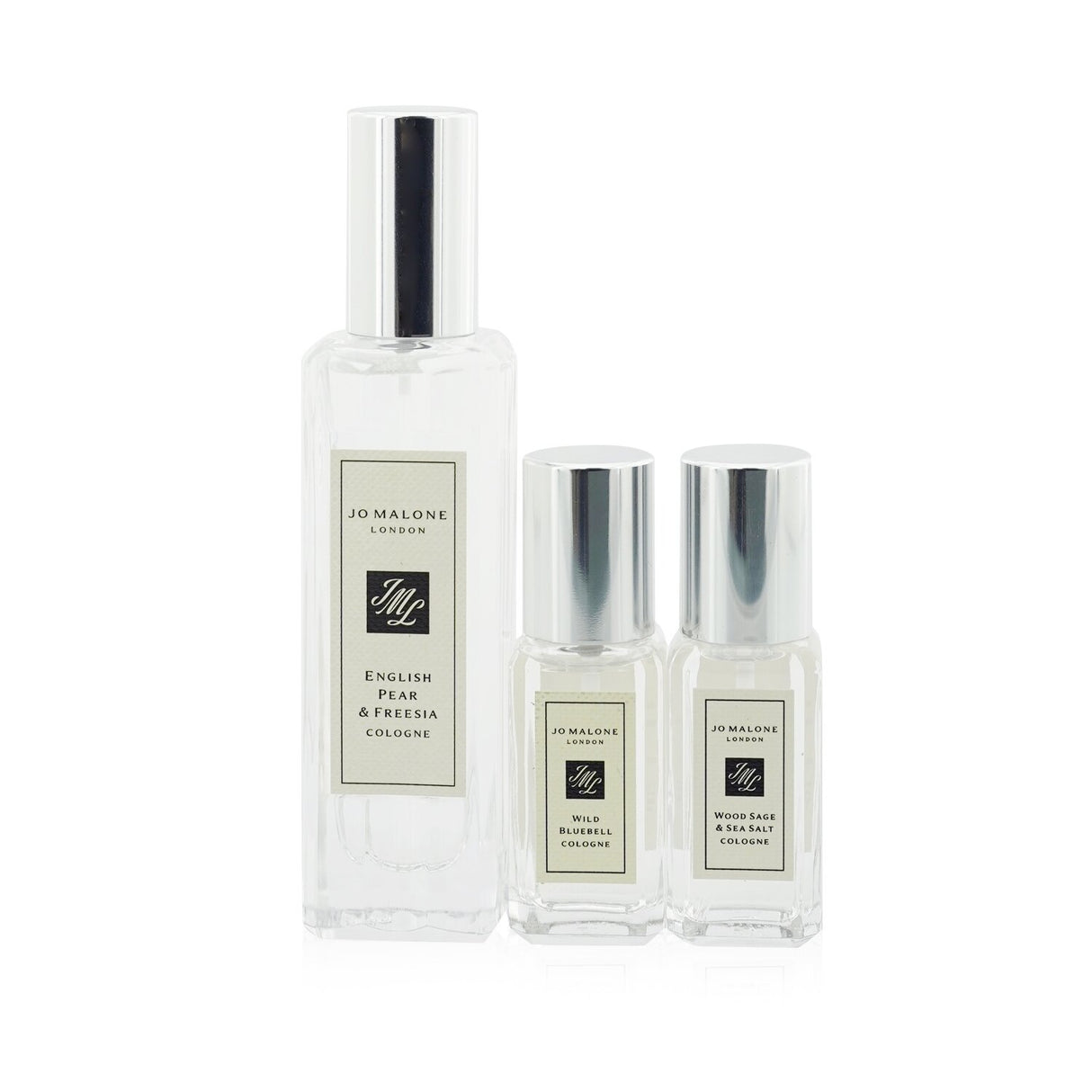 Jo Malone English Pear & Freesia Cologne Collection, featuring a 30ml main spray and two miniatures in an elegant gift set.