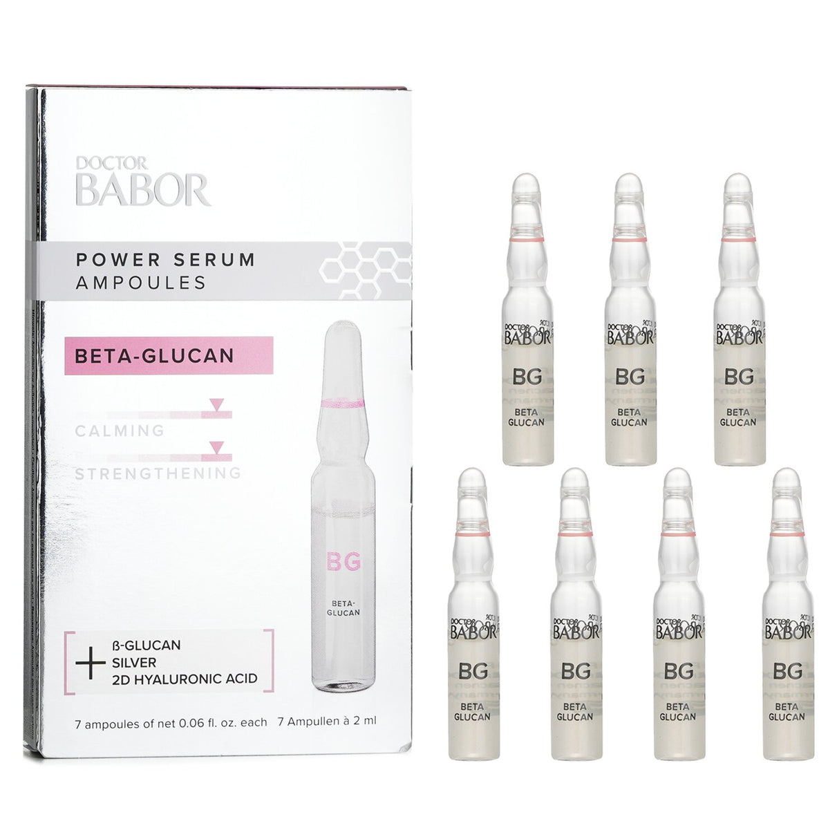 Babor Doctor Babor Power Serum Ampoules with Beta-Glucan for calming, soothing, and hydrating stressed skin.