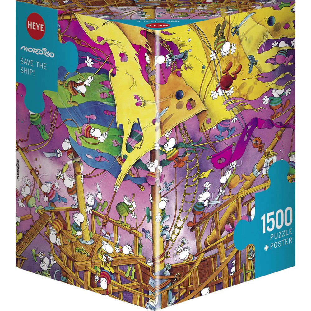Heye - Triangular Box - Mordillo - Save the Ship 1500 Piece - Jigsaw Puzzle