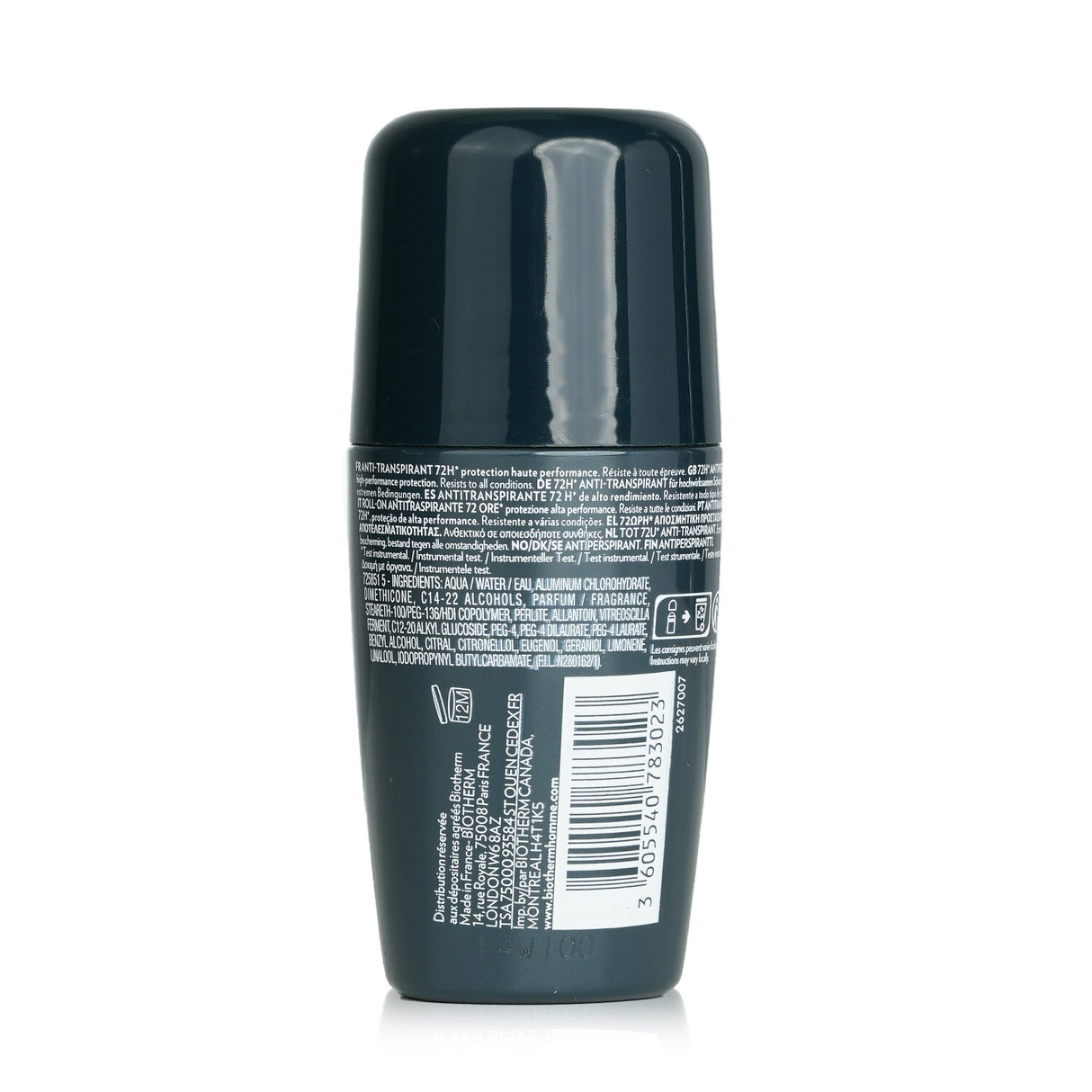 Biotherm Homme Day Control 72H Antiperspirant Roll-On for men, offering long-lasting sweat protection and soothing skin care.