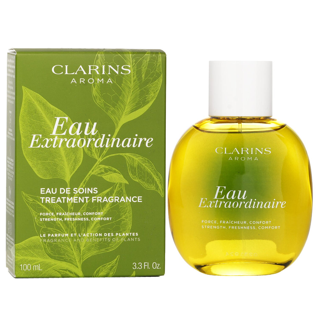 Clarins Eau Extraordinaire Treatment Fragrance Spray 100ml, a revitalizing scent enriched with essential oils and plant extracts.