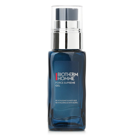 Revitalizing men's facial gel with Blue Algae for hydration, firmness, and a lightweight, non-sticky finish.