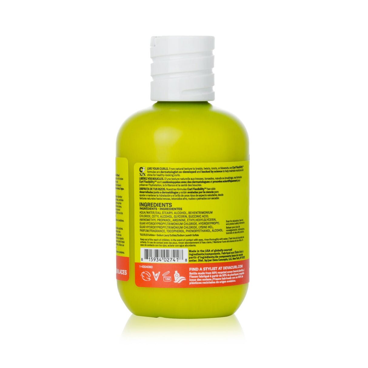 DevaCurl Curlbond Re-Coiling Treatment Mask, 236ml, rejuvenates curls with nourishing ingredients and a tropical fragrance.