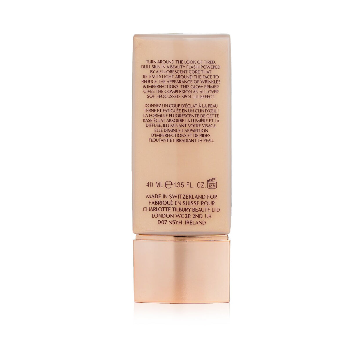 Charlotte Tilbury Wonder Glow Primer, a 40ml soft-focus illuminator with hydrating and anti-aging properties for radiant skin.