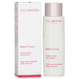 Clarins Bright Plus Dark Spot Targeting Milky Essence in a 200ml bottle, designed to brighten skin and reduce dark spots.
