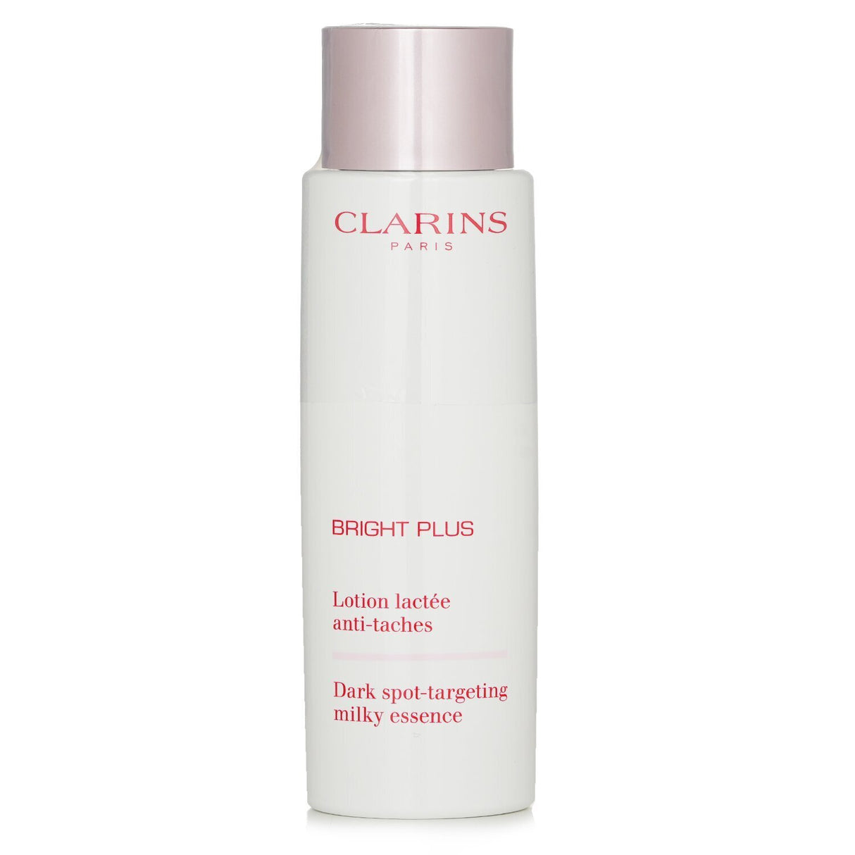 Clarins Bright Plus Dark Spot Targeting Milky Essence in a 200ml bottle, enhances radiance and reduces dark spots with natural ingredients.