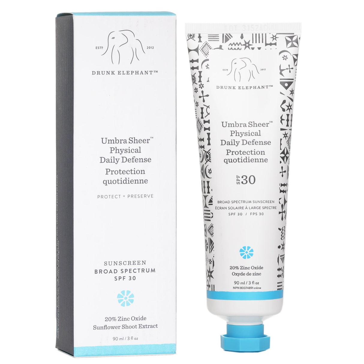 Drunk Elephant Umbra Sheer Physical Daily Defense Protection SPF 30 90ml/3oz