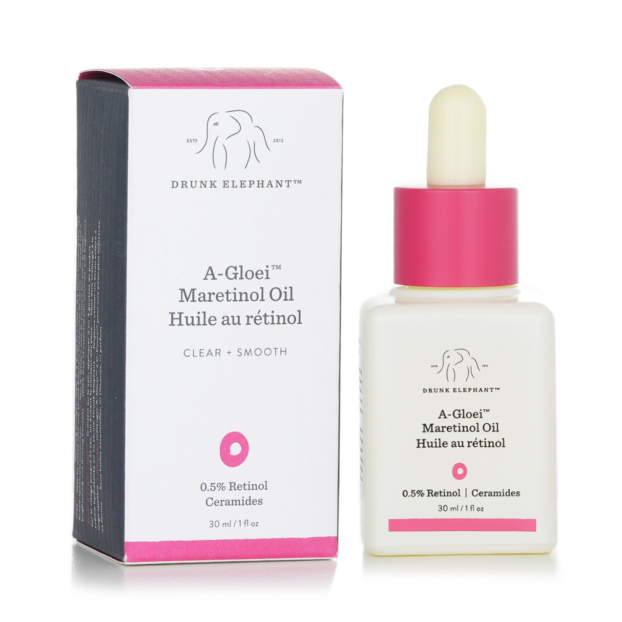Drunk Elephant A-Gloei Maretinol Oil: 30ml retinol-infused oil enhances skin glow, smooths texture, and nourishes with marula oil.