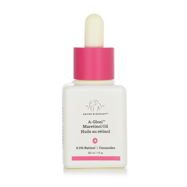 Drunk Elephant A-Gloei Maretinol Oil in a 30ml bottle, a nourishing retinol oil for rejuvenating and glowing skin.